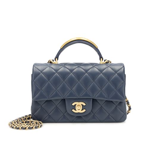 chanel mini flap bag navy light gold hardware|chanel mini flap bag fashionphile.